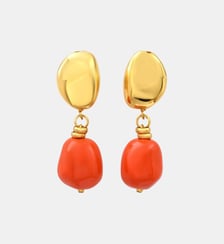 Boucles d'oreilles clips pendentif   doré à l'or fin - Loulou Satellite