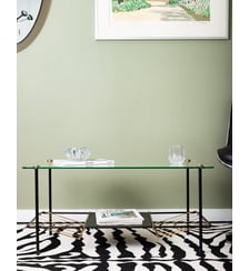 Table basse en verre et métal vintage Donna N°1576- Produit chiné Debongout