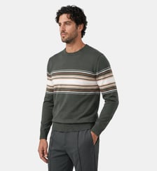Pull en coton à rayures placées Ron Dorff