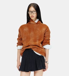 Pull à col entonnoir en maille côtelée en laine mélangée Diesel