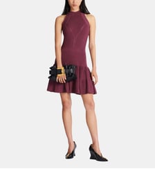 Robe évasée sans manches en maille ajourée Balmain