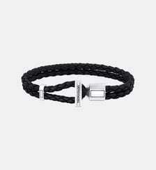Bracelet double noir et argent en cuir Thomas Sabo