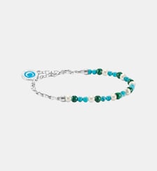 Thomas Sabo Membre Bracelet Charm avec perles blanches, malachite et Charmista médaille argent Argent sterling 925, émail à froid Thomas Sabo