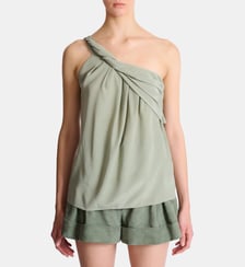 Débardeur asymétrique drapé en crêpe de soie Balmain