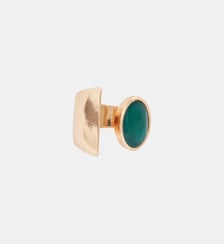 Bague ouverte ovale avec nacre verte Balaboosté