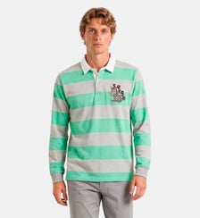 Polo de rugby manches longues rayé broderie Funky Animals Serge Blanco