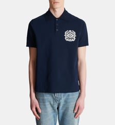 Polo en coton imprimé Écusson Balmain