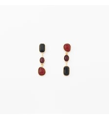 Boucles d'oreilles asymétriques cabochons bordeaux, rouge, noir Balaboosté