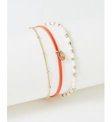 bracelet cuirs et chaines Appoline Orange Blood & Howlite Flowers for Zoe