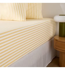 Drap-housse en coton, bonnet 30 cm, rayures en tissé-teint La Redoute Interieurs