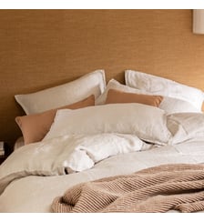 Housse de couette en lin lavé, RÊVE DE LIN Blanc Cerise