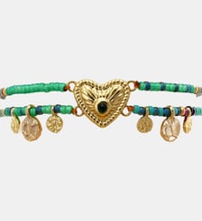 Bracelet multiliens réglable perles et pampilles avec cabochon cœur MACANOS Hipanema