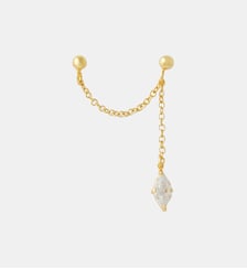 Bijoux d'oreilles 2 puces chaine avec zircon - argent garanti 925 Balaboosté