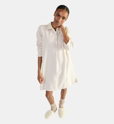Chemise de nuit col classique en flanelle de coton, Flanelle Rayée Laurence Tavernier