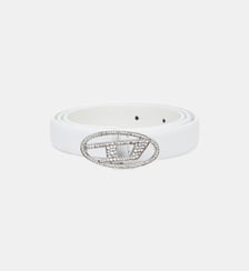 Ceinture slim en cuir avec boucle en cristal Diesel