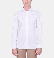 Chemise coupe droite col italien BLANC Atelier Privé