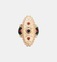 Bague réglable cabochon central martelé et perles TALSIE Hipanema