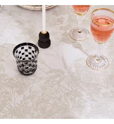 Set pur coton enduit motif jacquard beige Mille esprit jardins chanvre Garnier Thiebaut