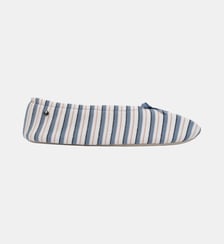 Chaussons ballerines velours félin et noeud Isotoner