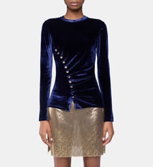 Top drapé en velours Rabanne