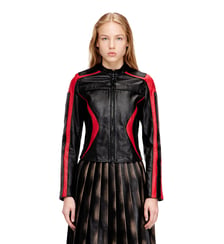 Blouson motard en cuir color-block Diesel