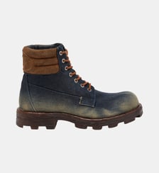 D-Hammer-Bottes de combat en denim et suède Diesel