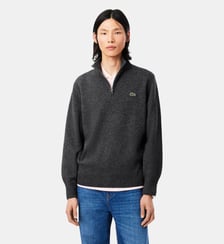 Pull zippé uni col montant laine Lacoste