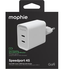 Chargeur secteur 45W GaN USB-C X 2 power delivery blanc Mophie