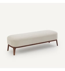 Banc, bout de lit pied, en noyer massif et tissu texturé AM.PM