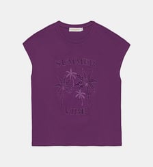 T-shirt sans manches col rond imprimé broderie TIM La Petite Etoile