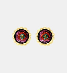 Boucles d'oreilles tige percée Angèle rond brodé  - Angele Satellite
