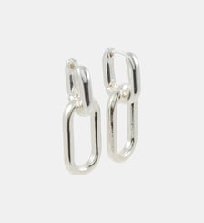 Boucles d'oreilles anneaux rectangulaires argentés Balaboosté