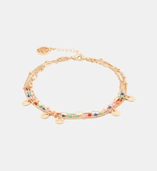 Chaine de cheville perles de rocaille multicolore et pampilles Balaboosté