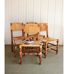 Lot de 4 chaises en paille entrelacées Claude N°1461- Produit chiné Debongout