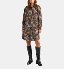 Robe hampton en crêpe de chine imprimé Momonì