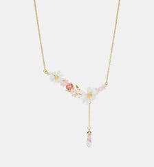 Collier plastron bouquet de fleurs et perle rose Les Néréides