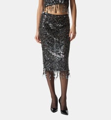 Jupe midi à paillettes et cristaux Pinko