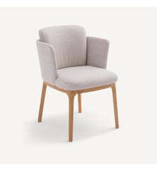 Fauteuil de table pied en chêne et tissu Jabote AM.PM
