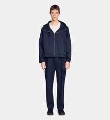 Blouson en coton zippé à capuche Sandro