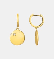 Boucles d'oreilles pendantes Insolite | Ronde en Plaqué Or avec diamant blanc La Garçonne Diamant