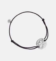 Bracelet Cordon Argent Trèfle - M - Noir Arthus Bertrand