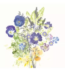 Serviette lin & coton lavé imprimé multicolore Fleurs champetres floraison Garnier Thiebaut