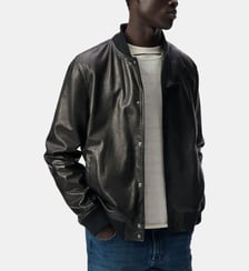 Bomber en cuir à parmenture amovible Ikks