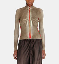 Cardigan zippé côtelé avec bandes contrastantes Diesel