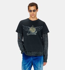 T-shirt en coton-chanvre avec motif concert Diesel