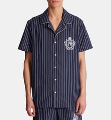 Chemise pyjama en popeline à rayures Balmain