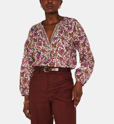 Blouse Imprimé Floral En  100% Coton Prune Maison 123