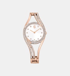 Montre Hyperbola bangle, Fabriqué en Suisse, Bracelet en métal, Ton doré, Finition ton doré Swarovski