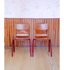 Paire de chaises de designer en bois clair Alma N°1767- Produit chiné Debongout