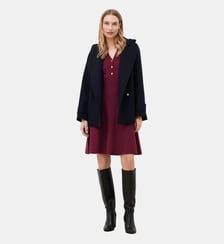 Manteau gcorto - Motif uni - Laine recyclee Caroll
